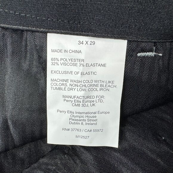 Perry Ellis Mens Slim Fit Stretch Windowpane Plaid Dress Pants Gray 34x29 - Picture 5 of 5